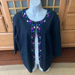 Ruby Rd Jacket Ruby Rd. | Jackets & Coats | Ruby Rd Woman Collarless Jeweled Denim ...